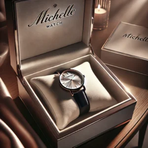 Michelle watch elegantly presented in a premium gift box with velvet cushioning, ideal for luxury gifting