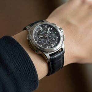 A close-up macro shot of a Pagani watch, showcasing its intricate details and exceptional craftsmanship.