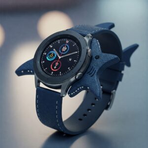 Shark watch band shown attached to a popular smartwatch model.