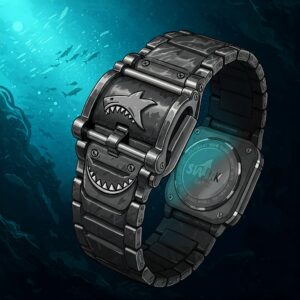 Illustration highlighting the durability and strength of a shark watch band.