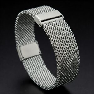 "18mm Watch Band: Elegant stainless steel mesh watch band, adding a touch of sophistication to any watch."