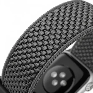A close-up view highlighting the texture of the apple watch sport loop vs sport band, specifically focusing on the Sport Loop's woven fabric.