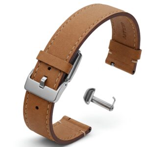 Image illustrating the quick-release mechanism of a 20mm leather watch band.