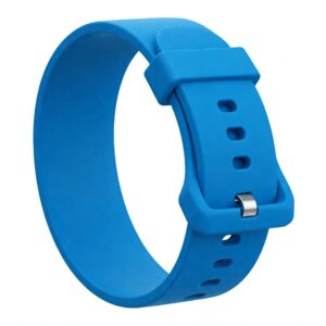 Vibrant blue 21mm watch strap, ideal for sports and active wear.