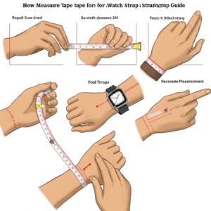 Sizing guide illustrating how to measure for a 21mm watch strap on a wrist. 