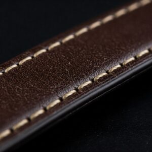 Detailed view of the stitching on a high-quality 24mm watch band, highlighting its craftsmanship.