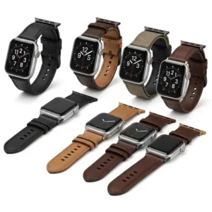 "Collection of western apple watch band in various colors like black, brown, and tan, illustrating the range of available options."