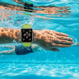 An example of apple watch sport loop vs sport band in action, with the Sport Band being worn for its water resistance during swimming.