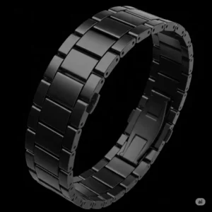 "20mm watch bracelet modern black ceramic bracelet with a smooth finish."