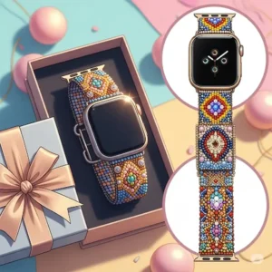 Illustration of a beaded Apple Watch band presented as a thoughtful gift, perfect for Apple Watch owners.