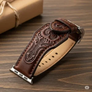 "A western apple watch band presented as an ideal gift for someone who loves rustic style and their Apple Watch."