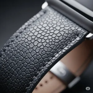 Close-up of the unique shark apple watch band texture, offering comfort and durability.