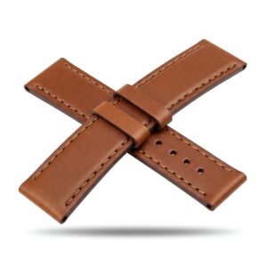 "New brown leather watch strap as a replacement accessory."