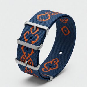 Durable nylon coach watch strap with a unique and eye-catching pattern.