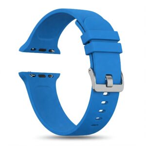 Vibrant blue silicone coach watch strap, perfect for active wear.