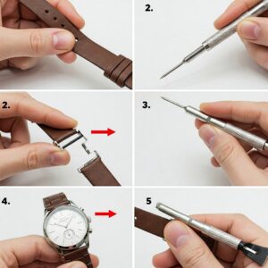 Image showing how to replace a coach watch strap using a simple tool.