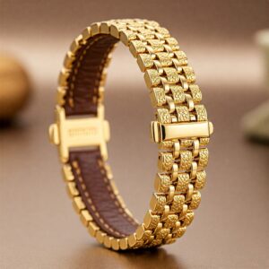 Elegant gold watch band for women, adding a touch of glamour to any watch face.