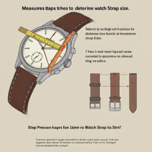 Illustration showing how to measure a watch to determine the correct 16mm watch strap size.