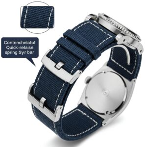 Canvas watch strap with a convenient quick-release spring bar.
