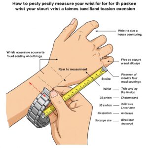 Diagram illustrating how to measure your wrist for the correct ss watch band extension size.