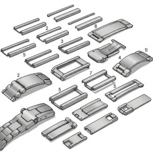 Illustration displaying different widths of ss watch band extension to match various watch bands.