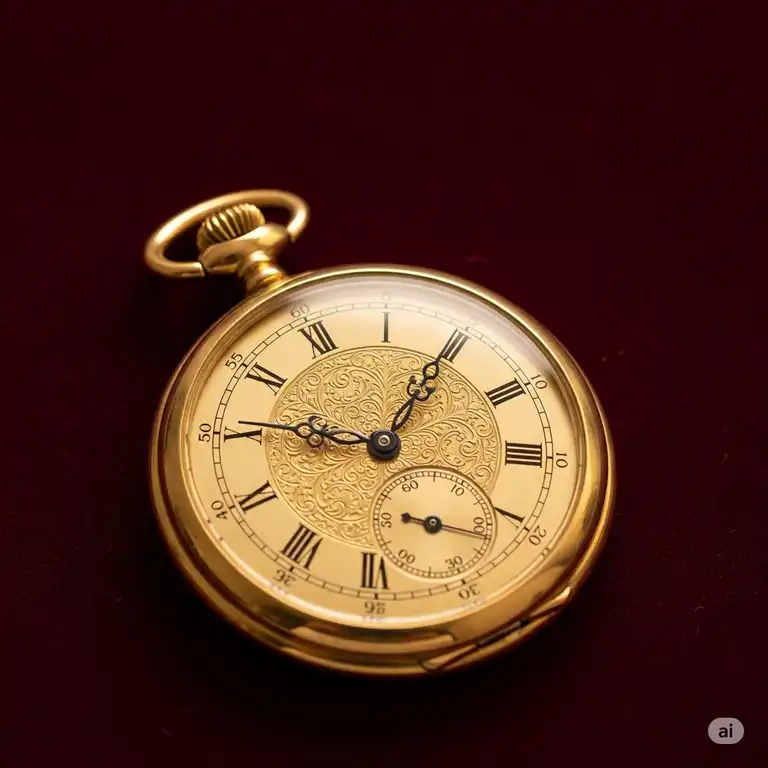 Close-up of a classic vintage gold watch with intricate detailing on the dial, resting on a velvet surface, evoking timeless elegance.