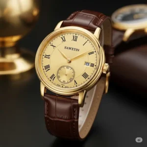 Elegant yellow gold watch for men with a traditional design, perfect for formal occasions and timeless style.