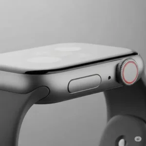 Close-up view of the premium silicone material of an Apple Watch Ultra case, highlighting its smooth texture and precise cutouts.