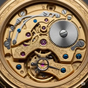 Detailed view of the intricate mechanical movement inside a high-end 24k gold watches for men, highlighting craftsmanship.