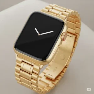 Elegant Apple Watch featuring classic apple watch straps silver and gold link bracelet, ideal for formal occasions.