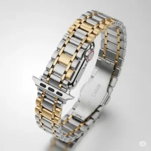 Stylish Apple Watch strap with unique apple watch straps silver and gold mixed metal link design, offering a versatile look.