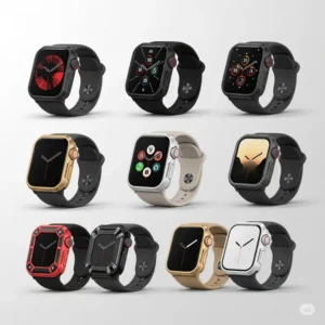 Collection of Apple Watch Ultra cases in various vibrant colors and rugged designs, offering diverse protection options.