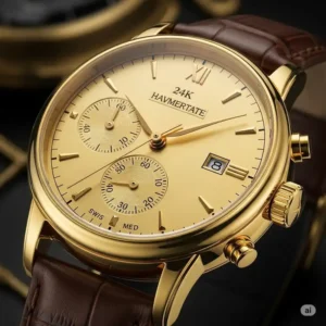 Classic design 24k gold watches for men, featuring a timeless aesthetic and a rich golden hue.

