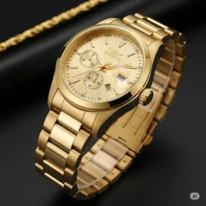 Stylish **Invicta gold watch mens** with a classic link bracelet, highlighting its premium craftsmanship.