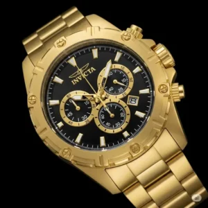 Invicta watches gold chronograph with multiple sub-dials, designed for precision timing and a bold statement.