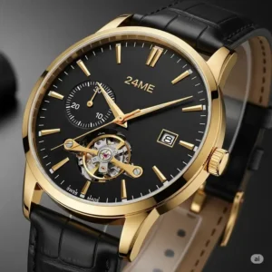 Modern and sleek 24k gold watches for men, showcasing a contemporary design suitable for various occasions.