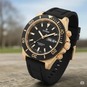 A durable 14k gold wrist watch with a sport-inspired design, suitable for everyday wear and an active lifestyle.