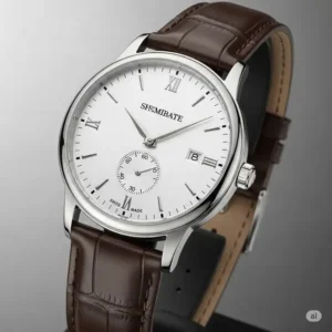 Illustration of a refined white gold dress watches for men, perfect for formal occasions and made from real gold.