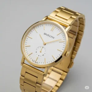 A minimalist mens gold watches with a clean dial and simple lines, offering a sleek and modern aesthetic.