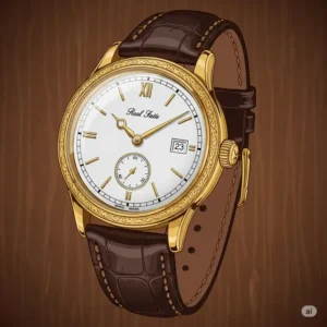 Illustration of a vintage real gold watches for men, celebrating its classic appeal and enduring value as a collector's item.
