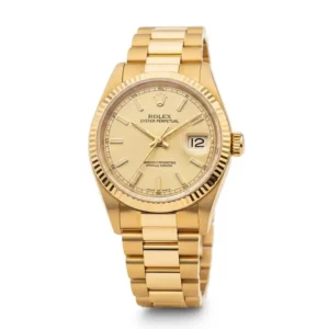 High-resolution product image of a single rolex gold watch on a clean white background, perfect for e-commerce listings and clear visibility.