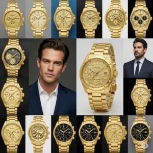 "Collection of popular gold Seiko watch men, showcasing a variety of styles from classic to modern designs."