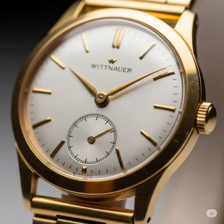 Close-up of a vintage wittnauer watch gold, showcasing its classic design and elegant gold finish.