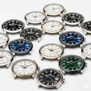 "rolex watch dial in various colors, from classic to vibrant options."