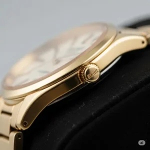 A seiko quartz gold watch adding a touch of sophistication to a professional outfit in a business setting, perfect for formal occasions.