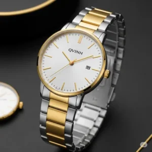 Contemporary watch gold and silver with a sleek, minimalist design, ideal for modern fashion.