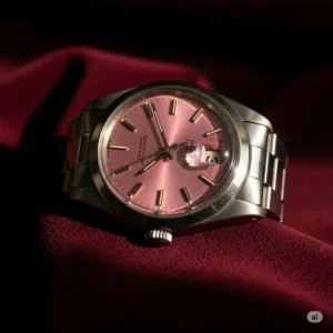 A classic vintage pink faced Rolex watch, showcasing its enduring charm and heritage.