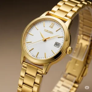 Classic Seiko golden watches for women design, featuring a timeless aesthetic that complements various styles.