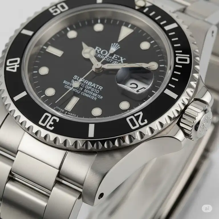 A close-up shot of a classic rolex watch band replacement