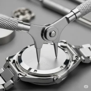 A watch case opener, an essential tool for safely removing the back of a watch to access the battery.